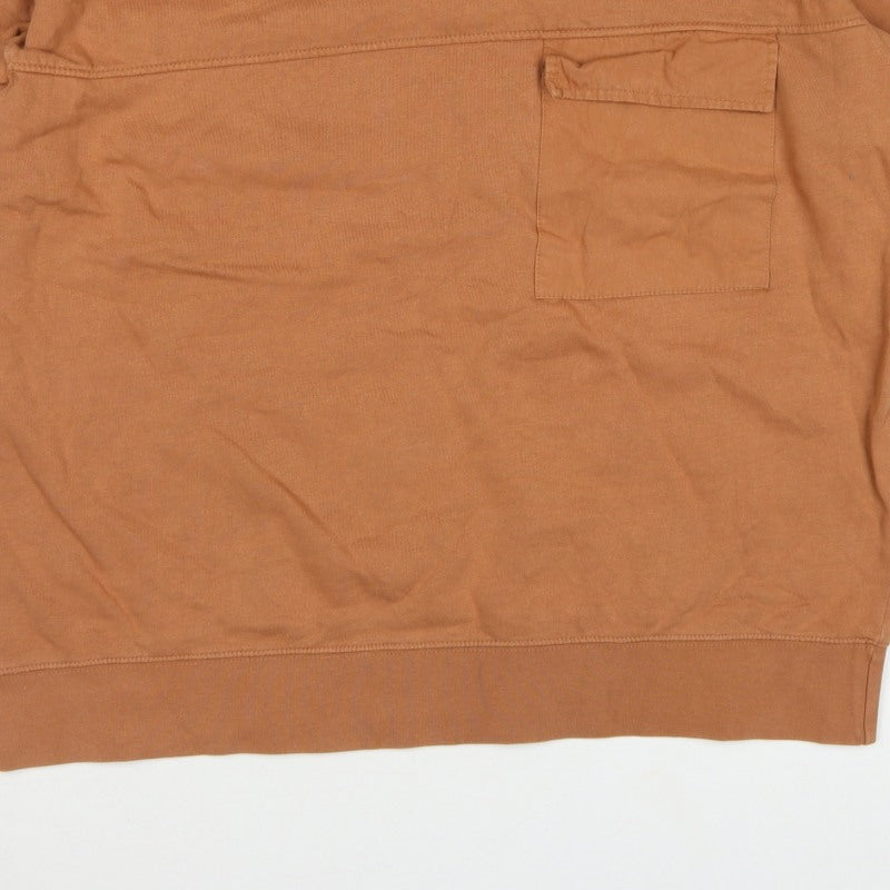 Topman Men’s Brown L Crew Neck Pocket Pullover Sweatshirt