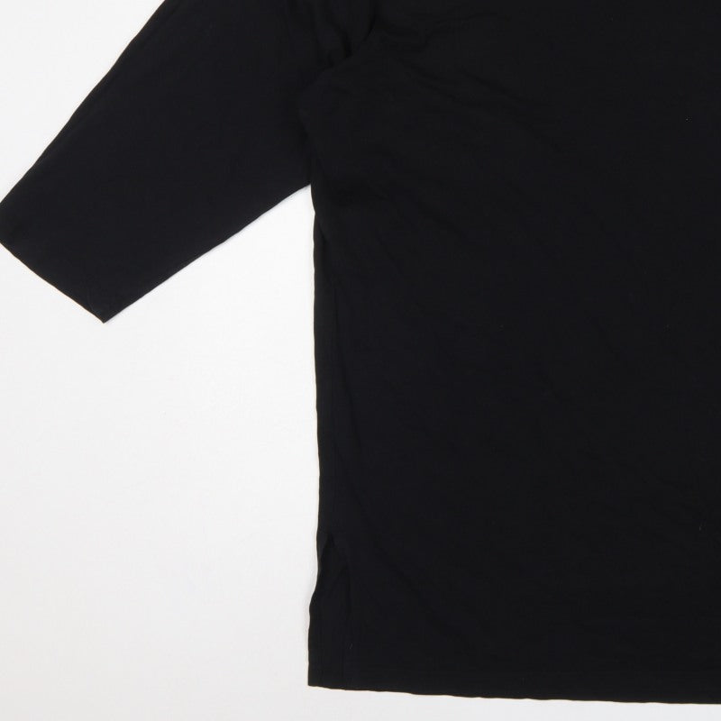 ASOS Women Black L Oversized High Neck Cotton Basic T-Shirt