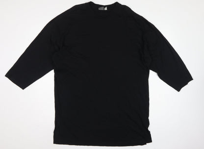 ASOS Women Black L Oversized High Neck Cotton Basic T-Shirt