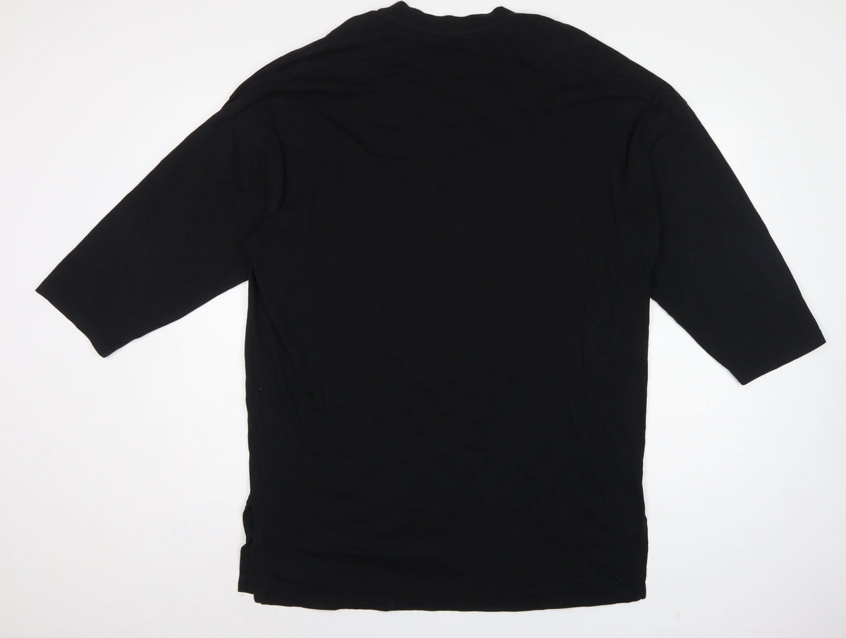 ASOS Women Black L Oversized High Neck Cotton Basic T-Shirt