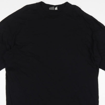 ASOS Women Black L Oversized High Neck Cotton Basic T-Shirt