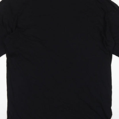 ASOS Women Black L Oversized High Neck Cotton Basic T-Shirt