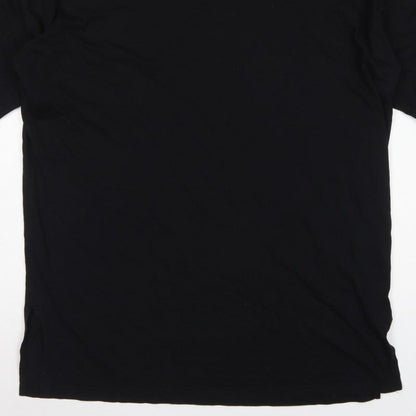 ASOS Women Black L Oversized High Neck Cotton Basic T-Shirt