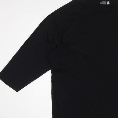 ASOS Women Black L Oversized High Neck Cotton Basic T-Shirt