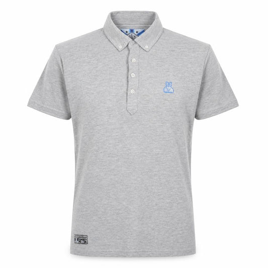 Front view of Huddersfield Town Men’s Grey M Football Embroidered Polo Shirt