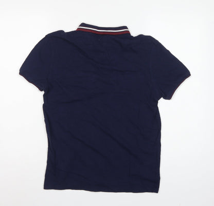 2nd Chapter Men's Blue S Cotton Piqué Short Sleeve Polo Contrast Pocket