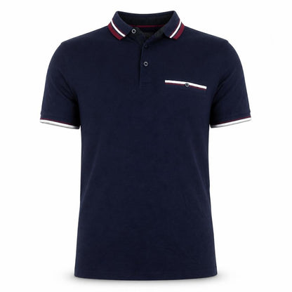 2nd Chapter Men's Blue S Cotton Piqué Short Sleeve Polo Contrast Pocket