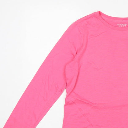 Lands' End Women Pink XS Petite Basic Cotton Long Sleeve T-Shirt