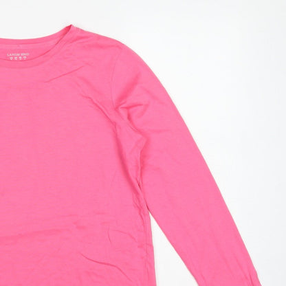 Lands' End Women Pink XS Petite Basic Cotton Long Sleeve T-Shirt
