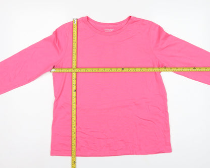 Lands' End Women Pink XS Petite Basic Cotton Long Sleeve T-Shirt