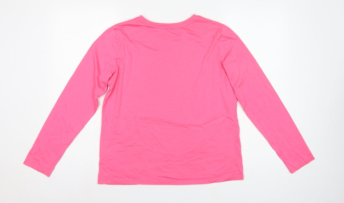 Lands' End Women Pink XS Petite Basic Cotton Long Sleeve T-Shirt