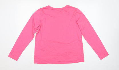Lands' End Women Pink XS Petite Basic Cotton Long Sleeve T-Shirt