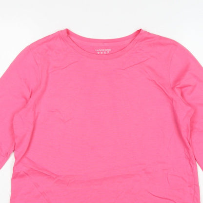 Lands' End Women Pink XS Petite Basic Cotton Long Sleeve T-Shirt