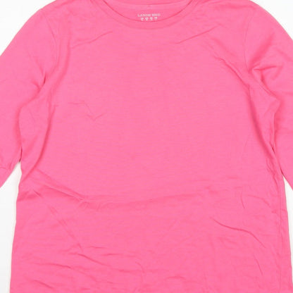 Lands' End Women Pink XS Petite Basic Cotton Long Sleeve T-Shirt