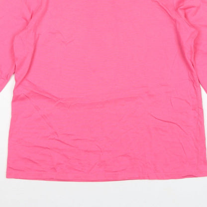 Lands' End Women Pink XS Petite Basic Cotton Long Sleeve T-Shirt