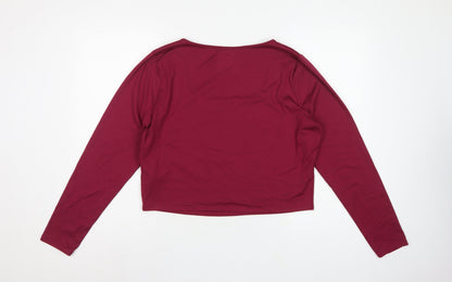 Hollister Women Red 2XL Cropped Square Neck Stretch Long Sleeve Top