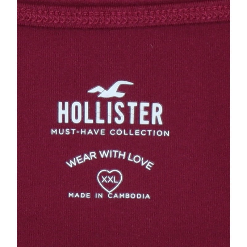 Hollister Women Red 2XL Cropped Square Neck Stretch Long Sleeve Top