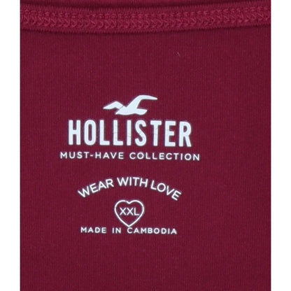 Hollister Women Red 2XL Cropped Square Neck Stretch Long Sleeve Top