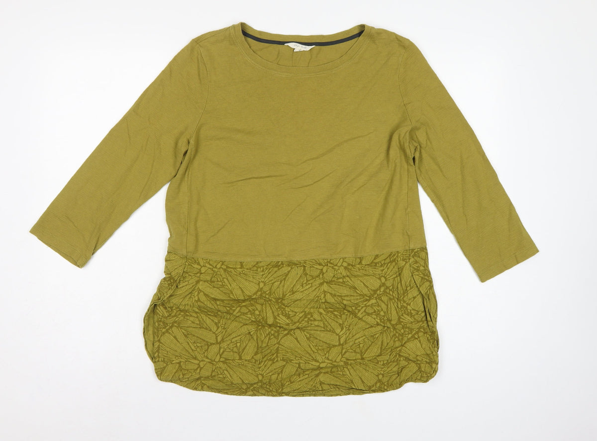 White Stuff Women Green UK 12 Long Sleeve Floral Hem Tunic Top