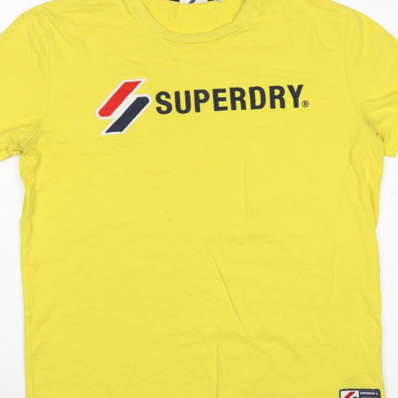 Superdry Men’s Yellow L Logo Graphic Crew Neck Short Sleeve T-Shirt
