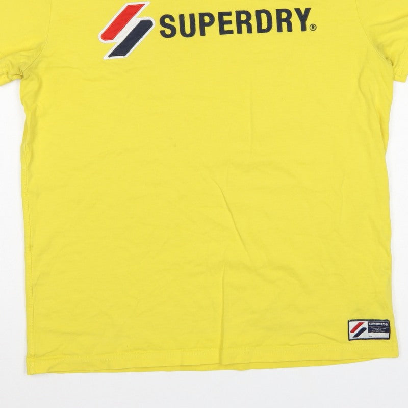 Superdry Men’s Yellow L Logo Graphic Crew Neck Short Sleeve T-Shirt