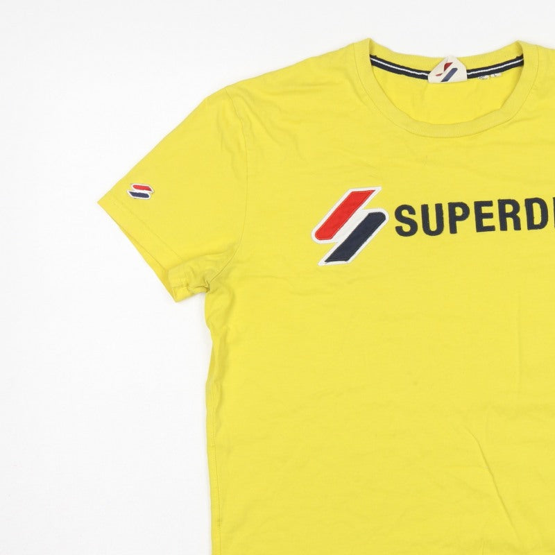 Superdry Men’s Yellow L Logo Graphic Crew Neck Short Sleeve T-Shirt