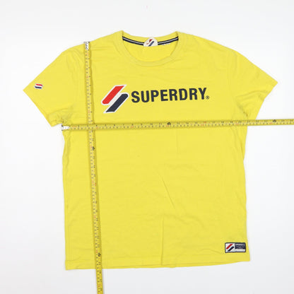 Superdry Men’s Yellow L Logo Graphic Crew Neck Short Sleeve T-Shirt