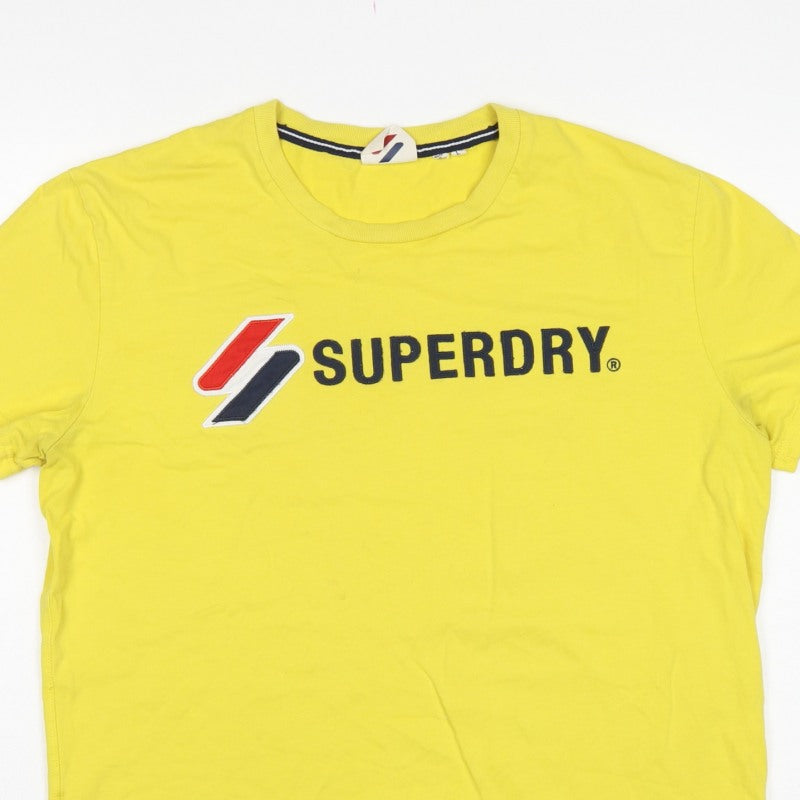 Superdry Men’s Yellow L Logo Graphic Crew Neck Short Sleeve T-Shirt