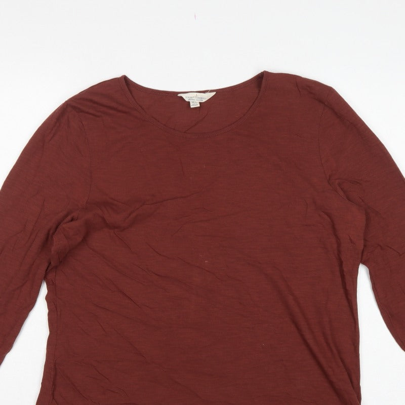 Seasalt Cornwall Women Brown UK 14 Basic Organic Cotton Scoop Neck Top