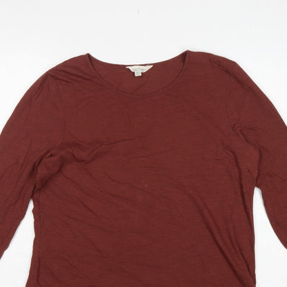 Seasalt Cornwall Women Brown UK 14 Basic Organic Cotton Scoop Neck Top