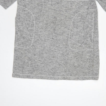 Max Studio Women Grey M Basic Short Sleeve Raglan Pocket T-Shirt