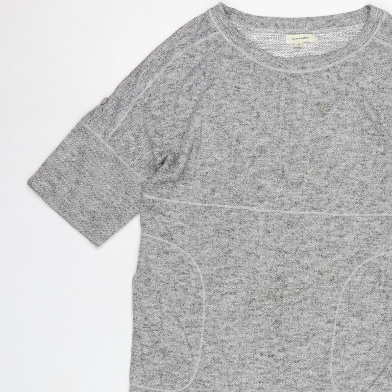 Max Studio Women Grey M Basic Short Sleeve Raglan Pocket T-Shirt