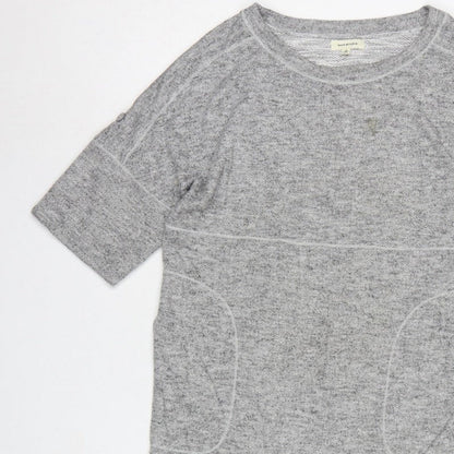 Max Studio Women Grey M Basic Short Sleeve Raglan Pocket T-Shirt