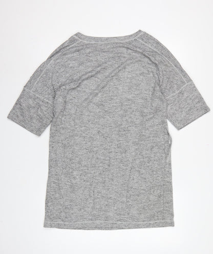 Max Studio Women Grey M Basic Short Sleeve Raglan Pocket T-Shirt