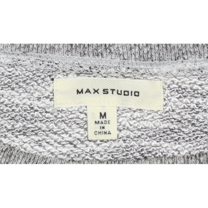 Max Studio Women Grey M Basic Short Sleeve Raglan Pocket T-Shirt