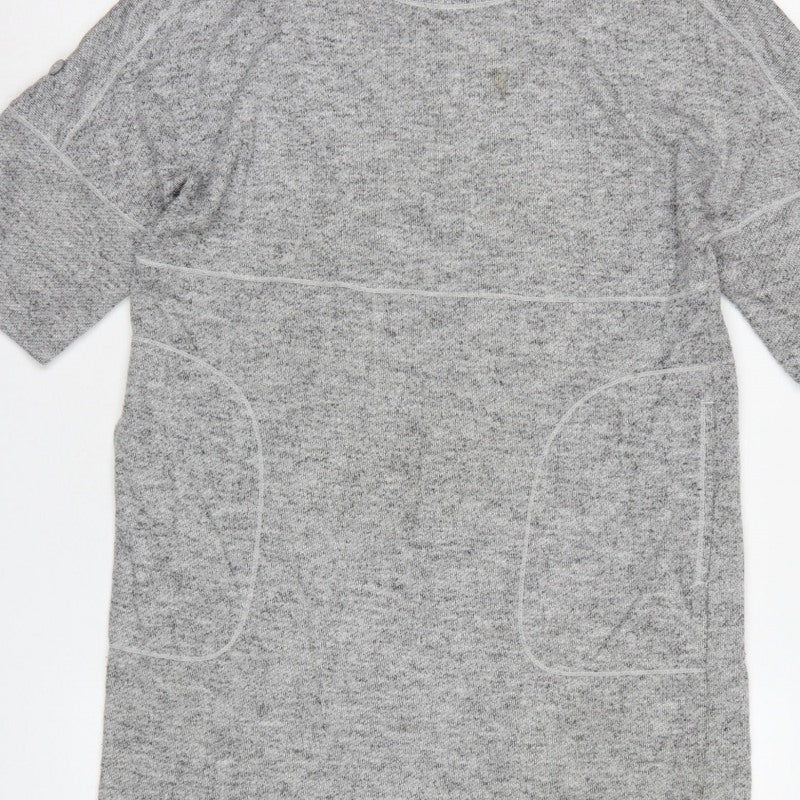 Max Studio Women Grey M Basic Short Sleeve Raglan Pocket T-Shirt