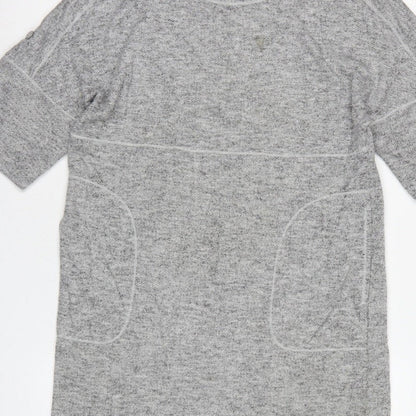 Max Studio Women Grey M Basic Short Sleeve Raglan Pocket T-Shirt