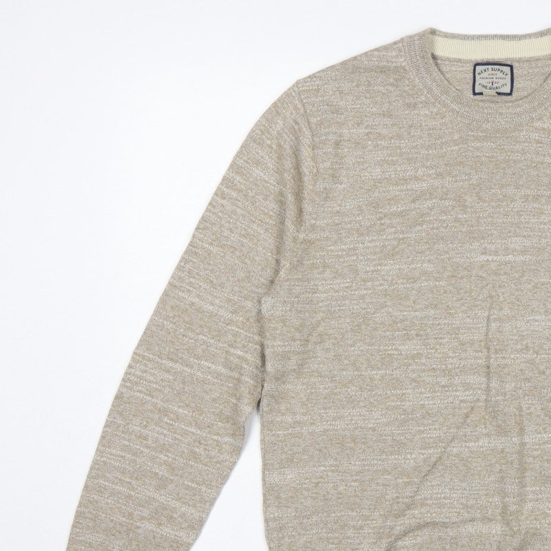 Next Supply Men’s Beige Marl Logo Crew Neck Knit Jumper Size M