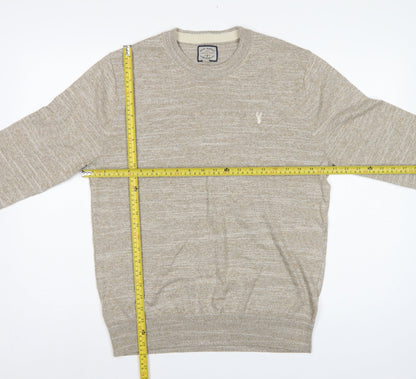 Next Supply Men’s Beige Marl Logo Crew Neck Knit Jumper Size M