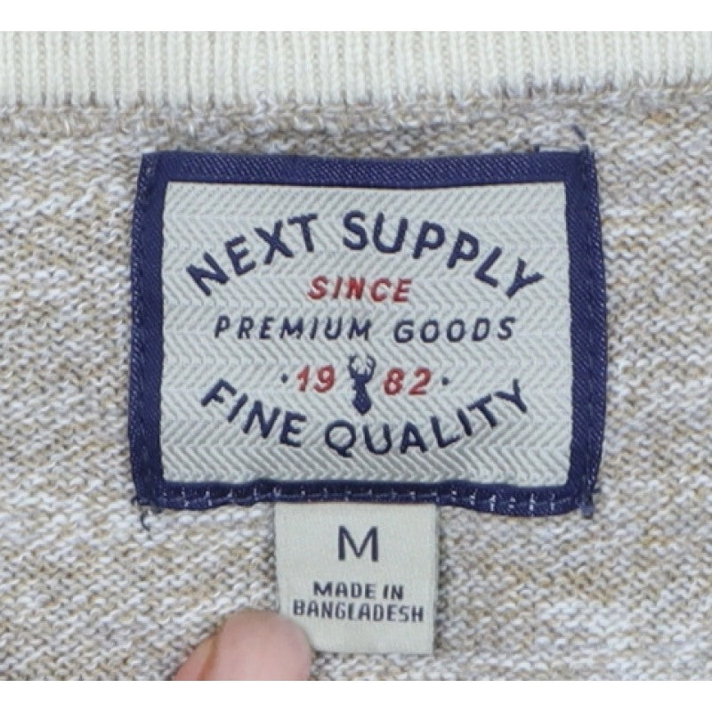 Next Supply Men’s Beige Marl Logo Crew Neck Knit Jumper Size M