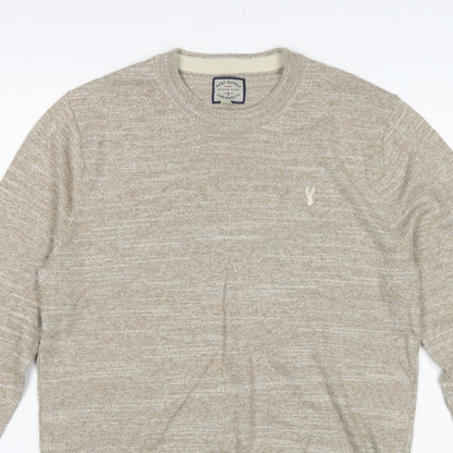 Next Supply Men’s Beige Marl Logo Crew Neck Knit Jumper Size M