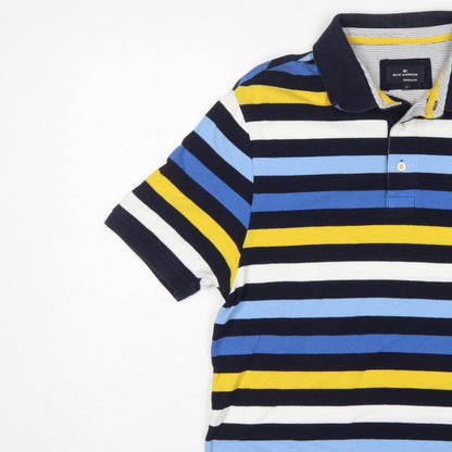 Marks and Spencer Men’s Multicoloured Striped Polo Shirt L Regular Fit