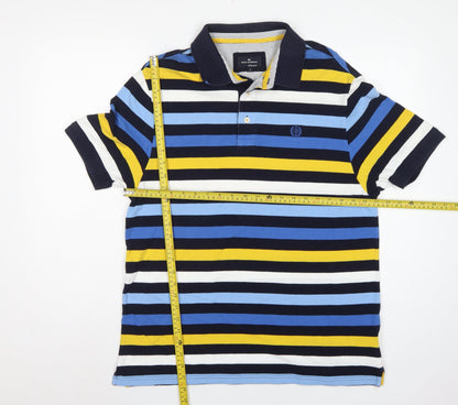 Marks and Spencer Men’s Multicoloured Striped Polo Shirt L Regular Fit