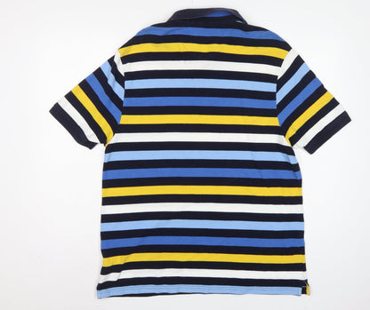 Marks and Spencer Men’s Multicoloured Striped Polo Shirt L Regular Fit
