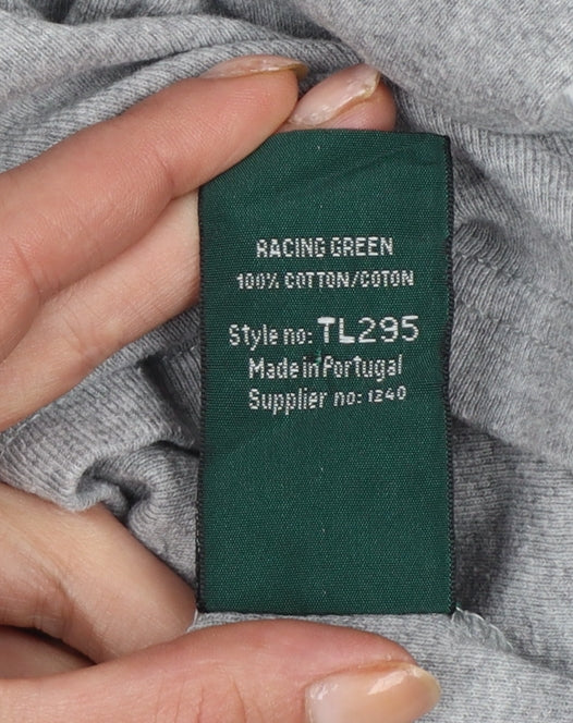Racing Green Women's Grey Size 10 Basic V-Neck Long Sleeve Cotton T-Shirt