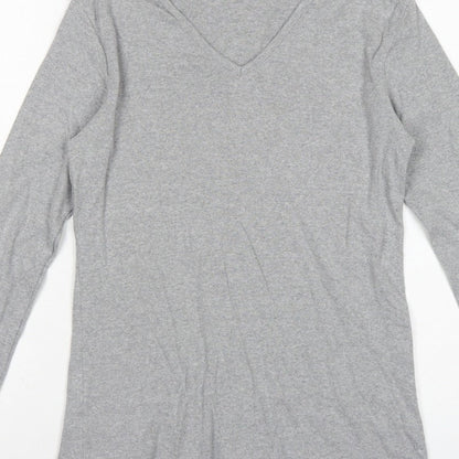 Racing Green Women's Grey Size 10 Basic V-Neck Long Sleeve Cotton T-Shirt