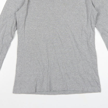 Racing Green Women's Grey Size 10 Basic V-Neck Long Sleeve Cotton T-Shirt