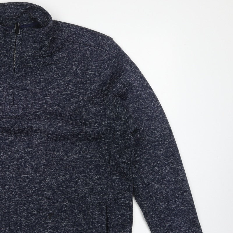 Dissident Men’s Blue XL 1/4 Zip High Neck Pullover Sweatshirt Pockets