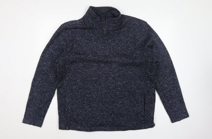 Dissident Men’s Blue XL 1/4 Zip High Neck Pullover Sweatshirt Pockets