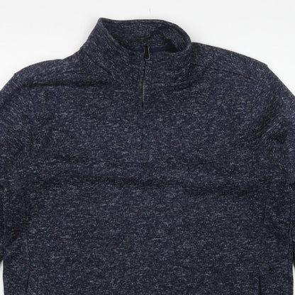 Dissident Men’s Blue XL 1/4 Zip High Neck Pullover Sweatshirt Pockets